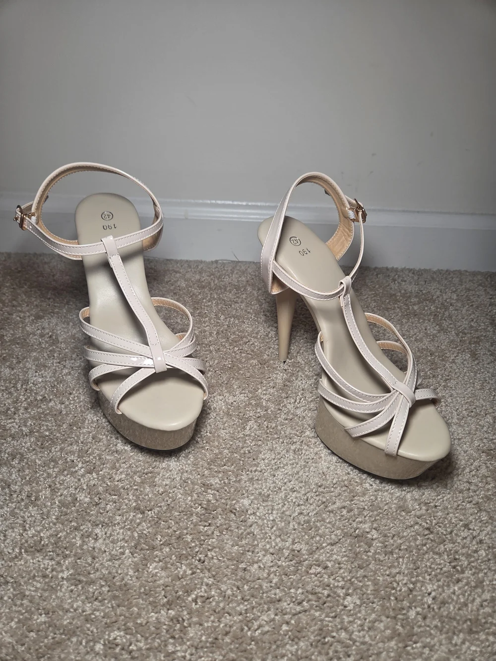 Strappy Platform High Heel Sandals - Nude